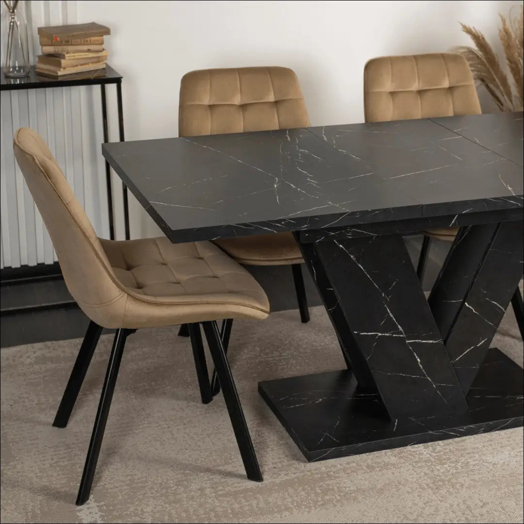 Prailginamas stalas iš medžio drožlių plokštės juodos spalvos / marmuro 120-160 cm TE270 - €287 Save 15%