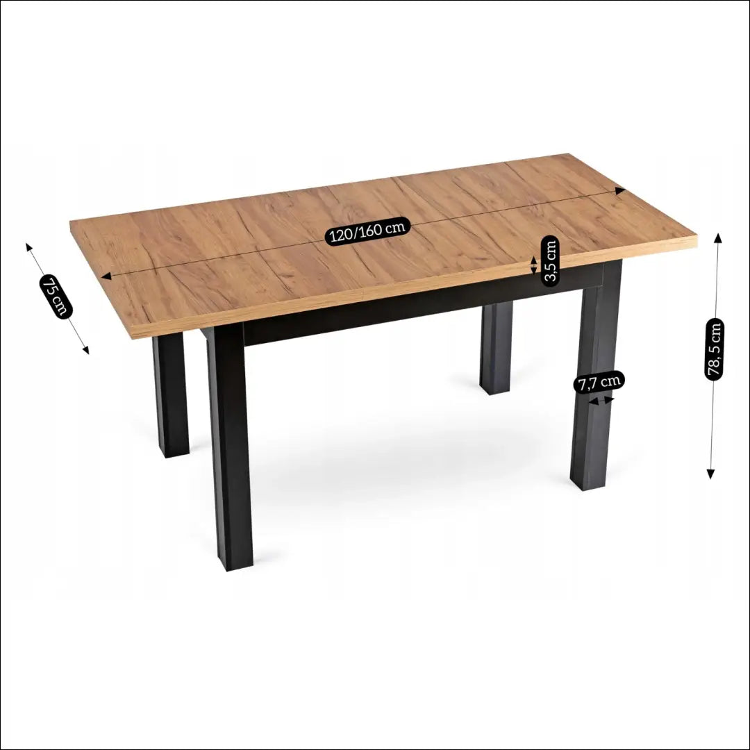 Prailginamas stalas iš medžio drožlių plokštės juodos spalvos / ąžuolo 120-160 cm TE505 - €190 Save 15% 100-200,