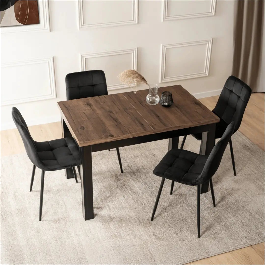 Prailginamas stalas iš medžio drožlių plokštės juodos spalvos / riešuto 120-160 cm TE992 - €190 Save 15% 100-200,