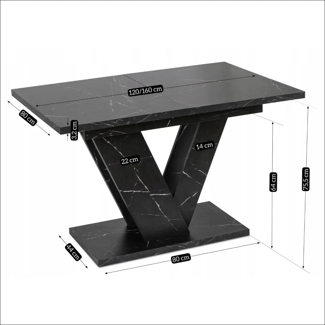 Prailginamas stalas iš medžio drožlių plokštės juodos spalvos / marmuro 120-160 cm TE270 - €287 Save 15%