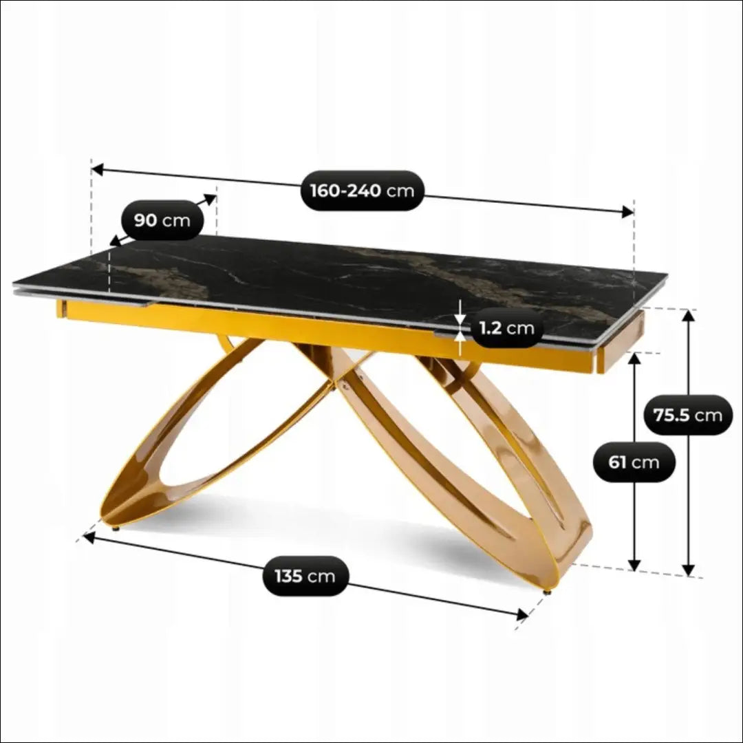 Prailginamas stalas su keraminiu stalviršiu auksinės spalvos / marmuro 160-240 cm TE726 - €744 Save 15%