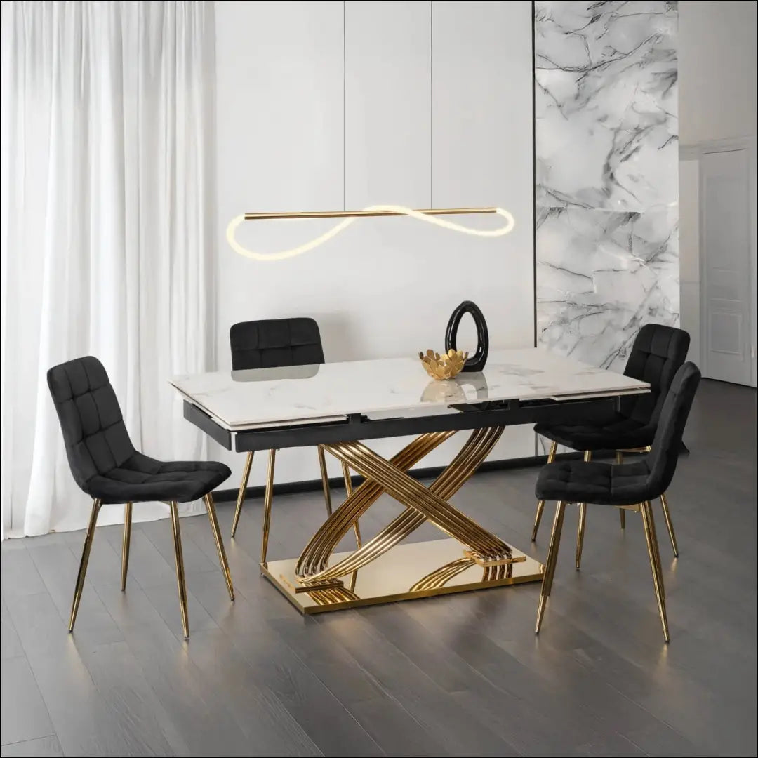 Prailginamas stalas su keraminiu stalviršiu baltos spalvos / auksinės 160-240 cm TE823 - €729 Save 15%