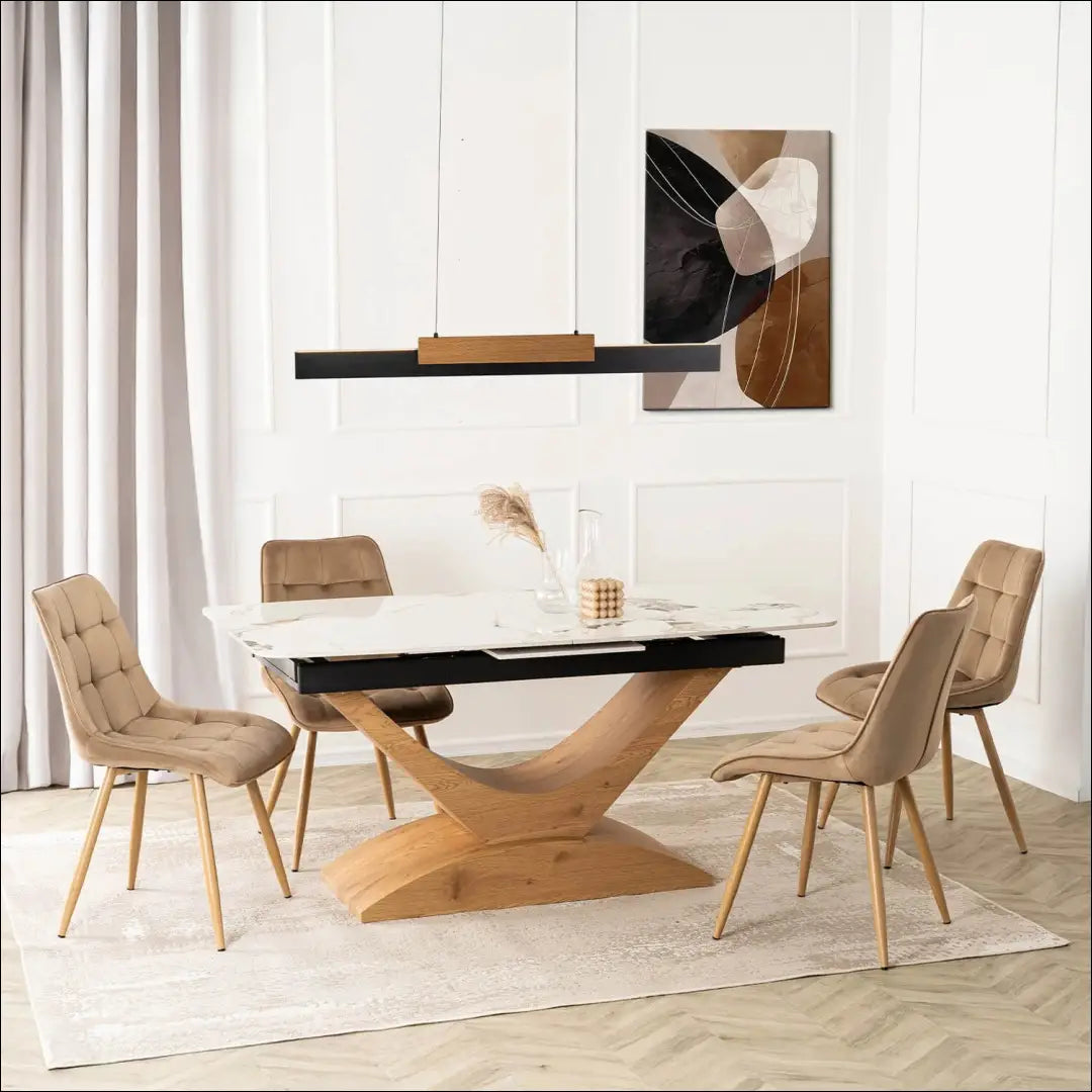 Prailginamas stalas su keraminiu stalviršiu baltos spalvos / ąžuolo 160-200 cm TE933 - €560 Save 15%