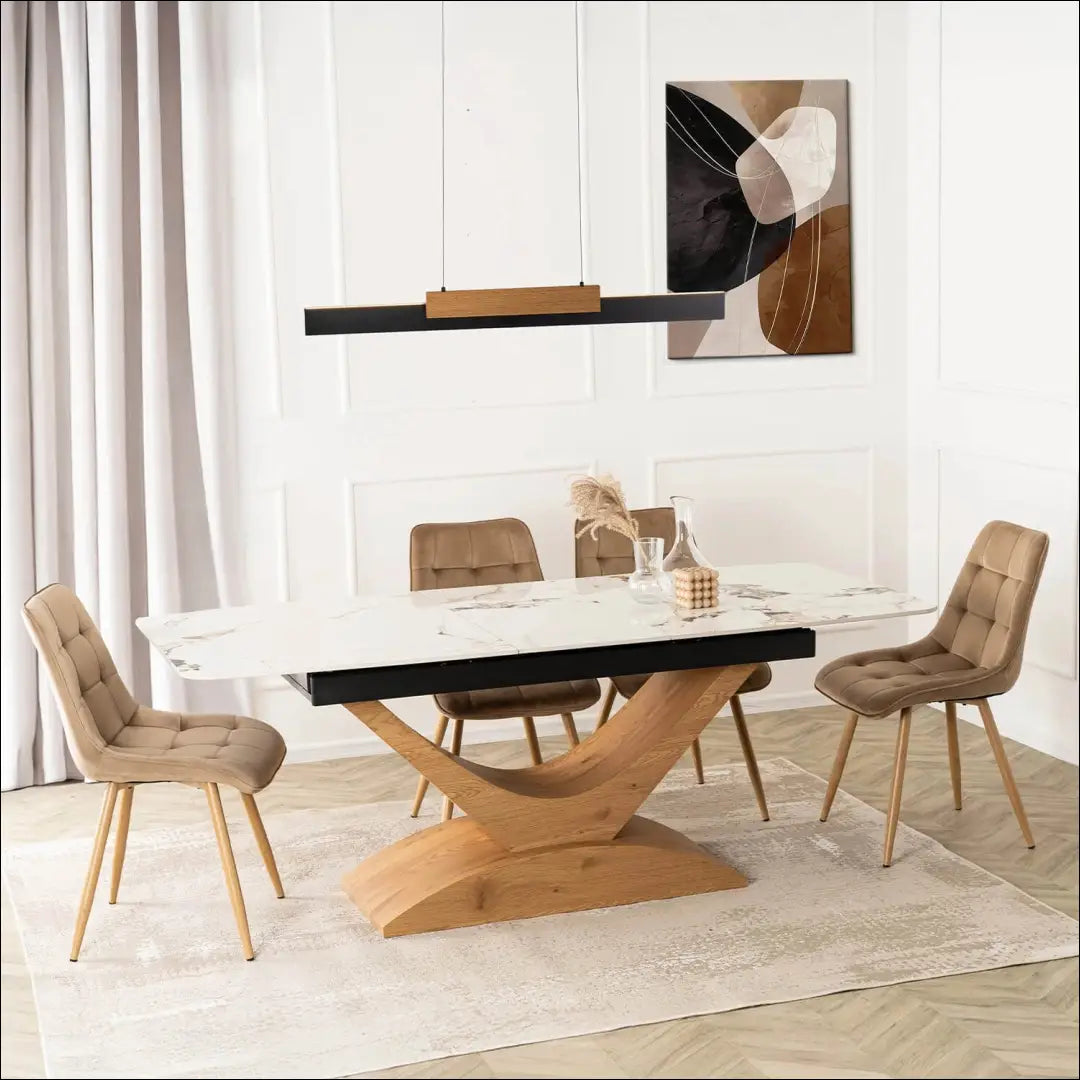 Prailginamas stalas su keraminiu stalviršiu baltos spalvos / ąžuolo 160-200 cm TE933 - €560 Save 15%