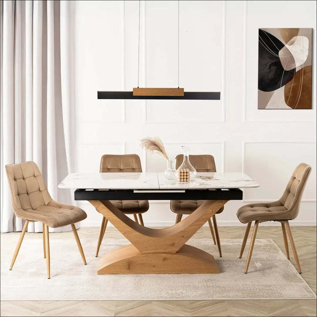 Prailginamas stalas su keraminiu stalviršiu baltos spalvos / ąžuolo 160-200 cm TE933 - €560 Save 15%