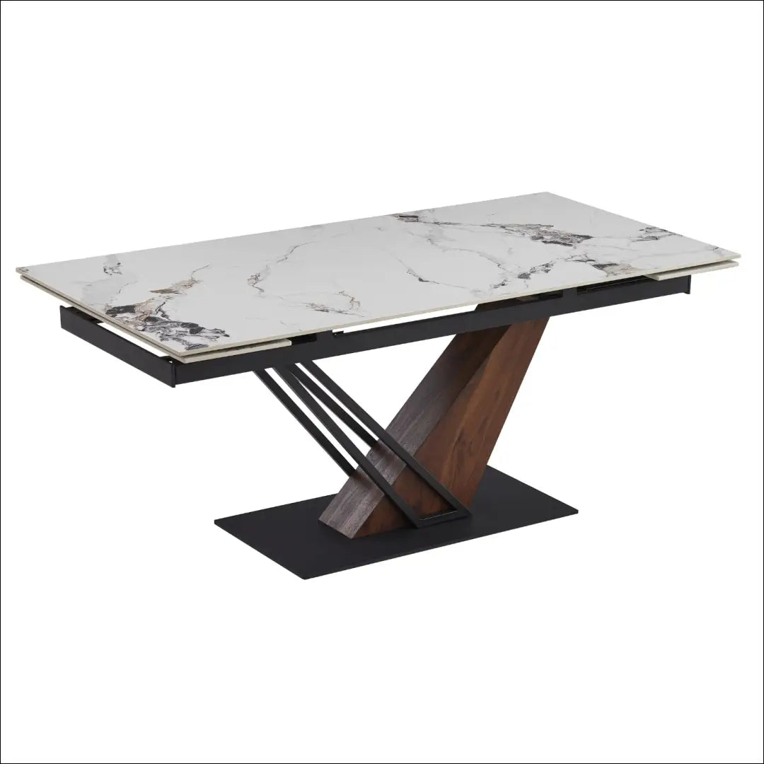 Prailginamas stalas su keraminiu stalviršiu baltos spalvos / riešuto 180-240 cm TE721 - €435 Save 15%