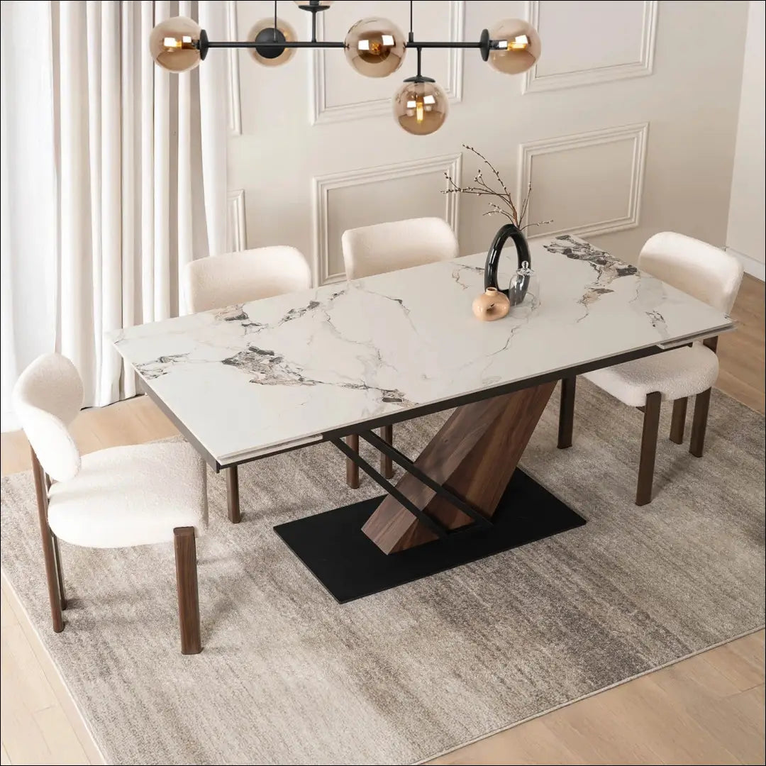 Prailginamas stalas su keraminiu stalviršiu baltos spalvos / riešuto 180-240 cm TE721 - €435 Save 15%