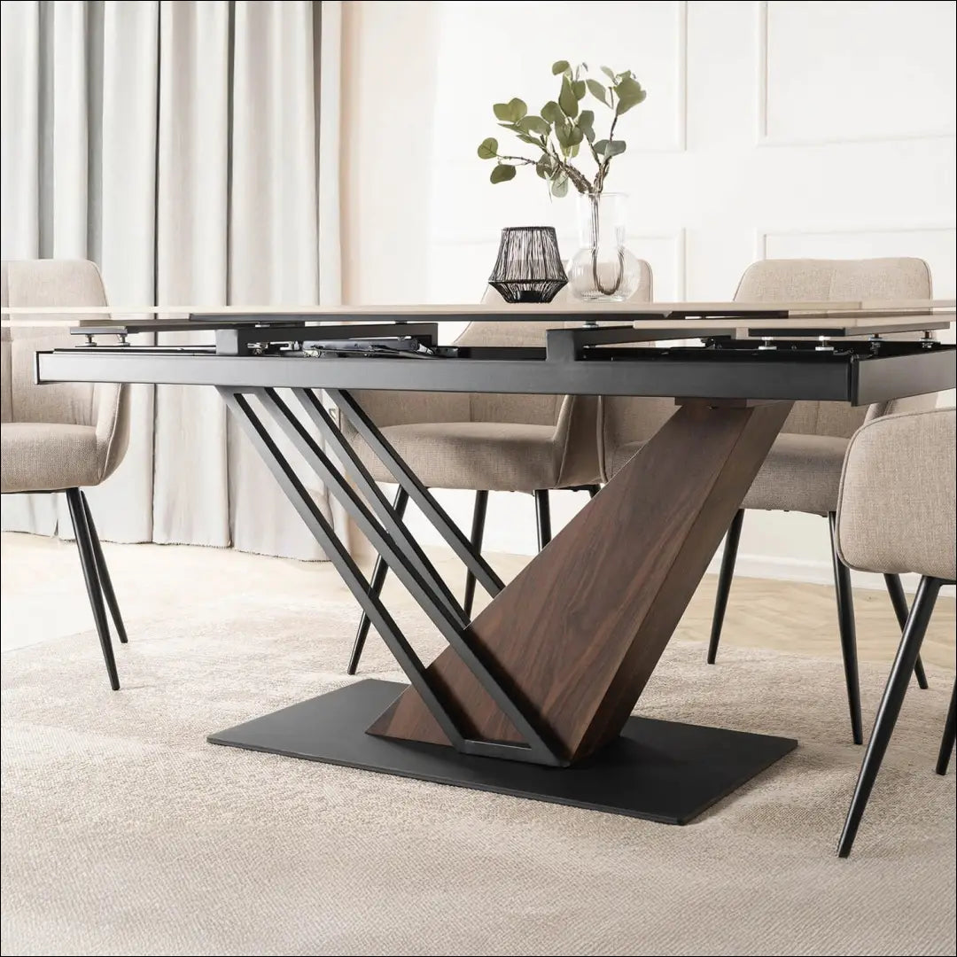 Prailginamas stalas su keraminiu stalviršiu juodos spalvos 160-220 cm TE719 - €592 Save 15% __label:Pristatymas 5-14