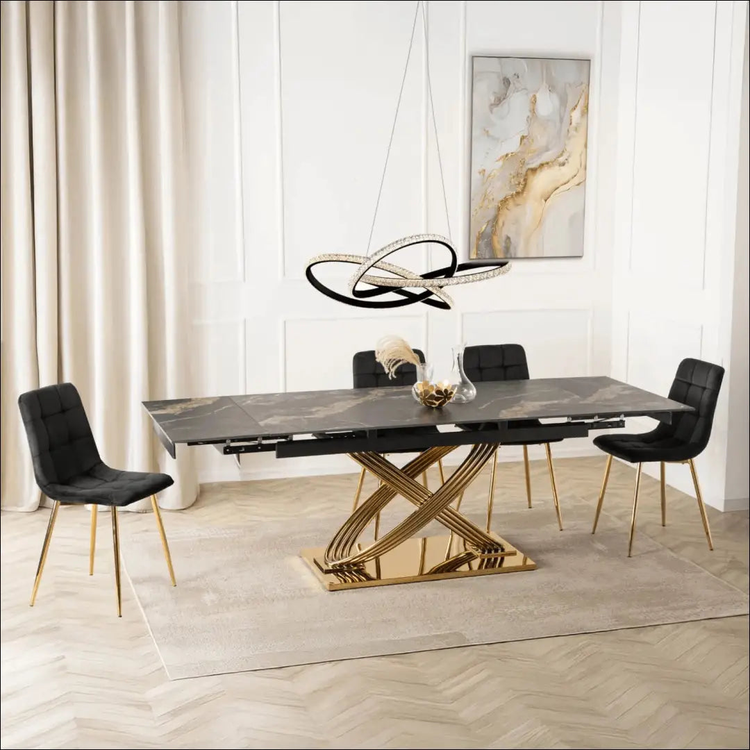 Prailginamas stalas su keraminiu stalviršiu juodos spalvos / auksinės 160-240 cm TE824 - €729 Save 15%