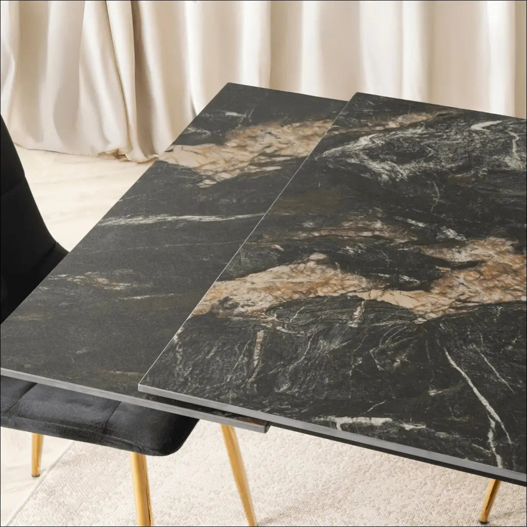 Prailginamas stalas su keraminiu stalviršiu juodos spalvos / auksinės 160-240 cm TE824 - €729 Save 15%