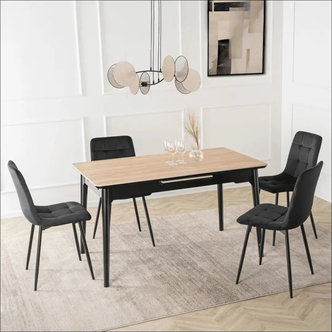 Prailginamas stalas su keraminiu stalviršiu juodos spalvos / ąžuolo 120-160 cm TE1009 - €277 Save 15%