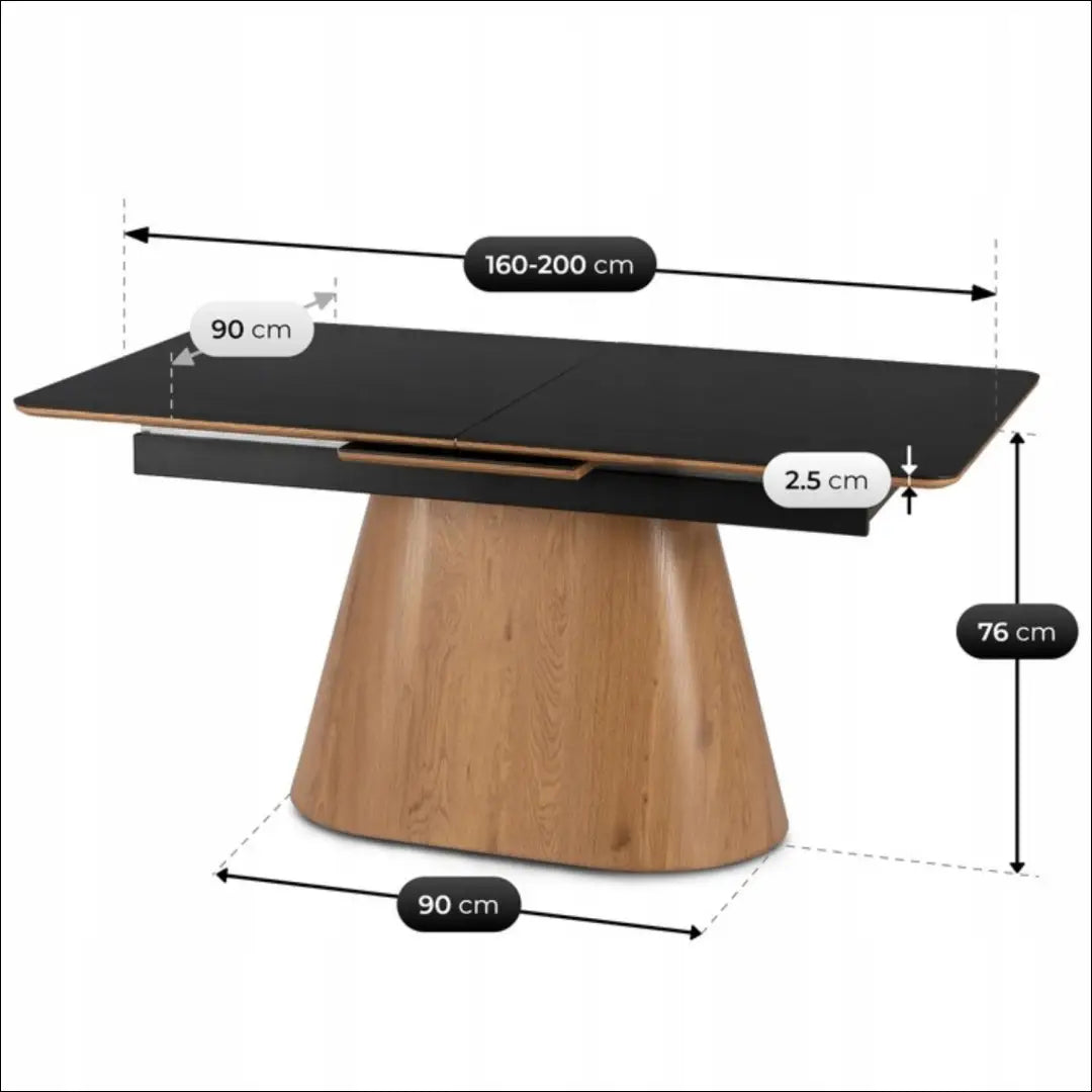 Prailginamas stalas su keraminiu stalviršiu juodos spalvos / ąžuolo 160-200 cm TE871 - €592 Save 15%