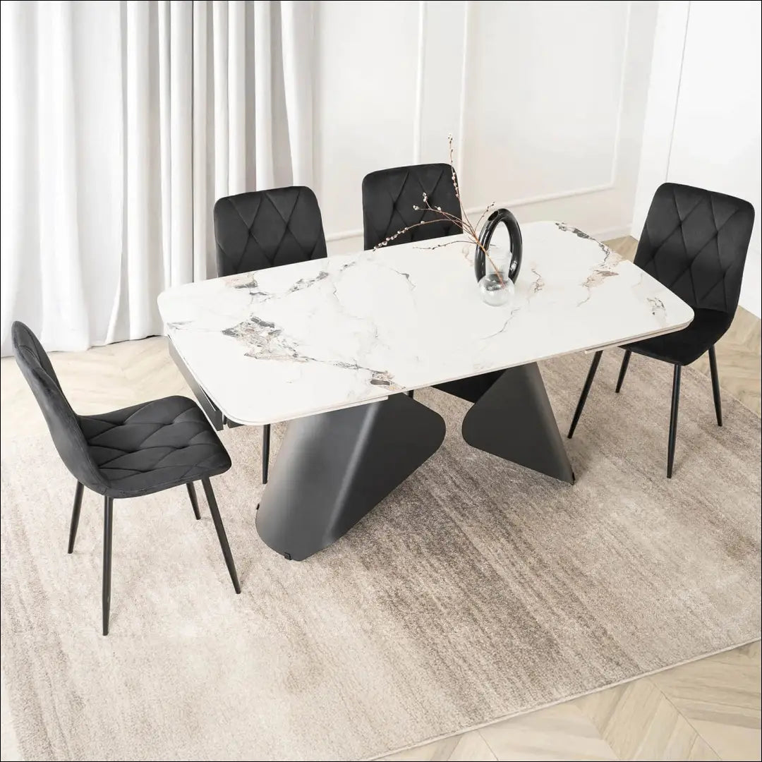 Prailginamas stalas su keraminiu stalviršiu juodos spalvos / baltos 160-240 cm TE983 - €525 Save 15%
