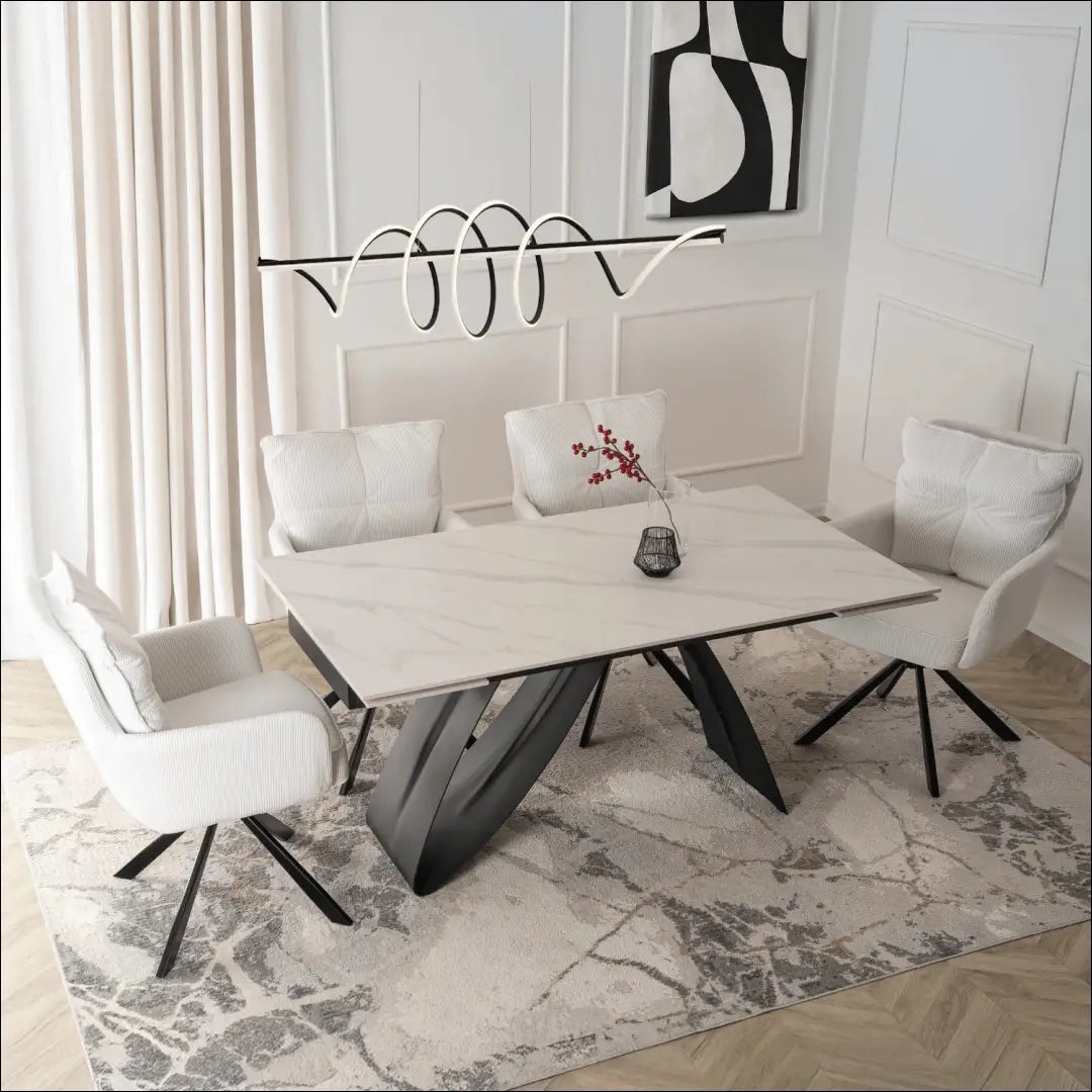 Prailginamas stalas su keraminiu stalviršiu juodos spalvos / baltos 160-220 cm TE1056 - €446 Save 15%
