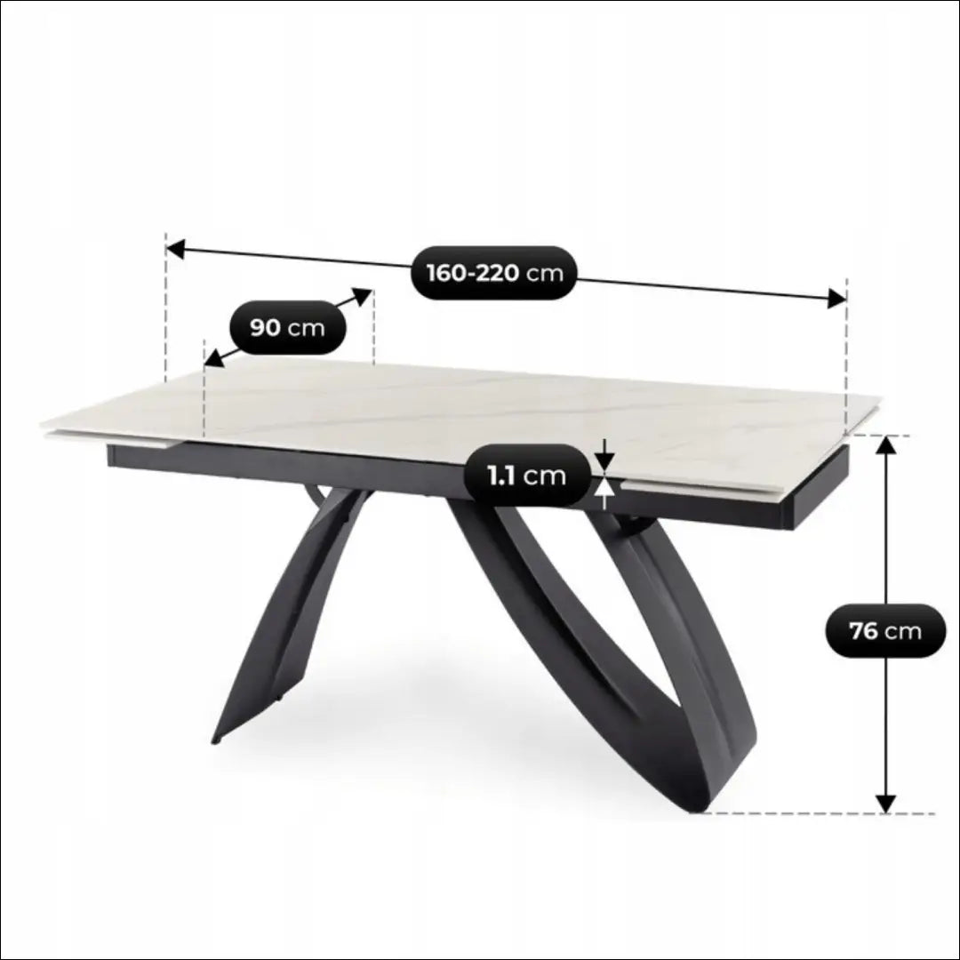 Prailginamas stalas su keraminiu stalviršiu juodos spalvos / baltos 160-220 cm TE1056 - €446 Save 15%