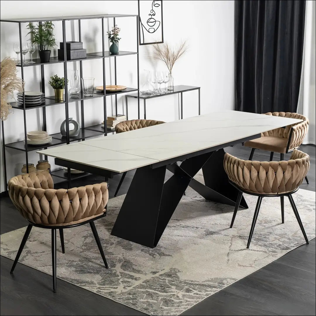 Prailginamas stalas su keraminiu stalviršiu juodos spalvos / baltos 160-240 cm TE232 - €443 Save 15%