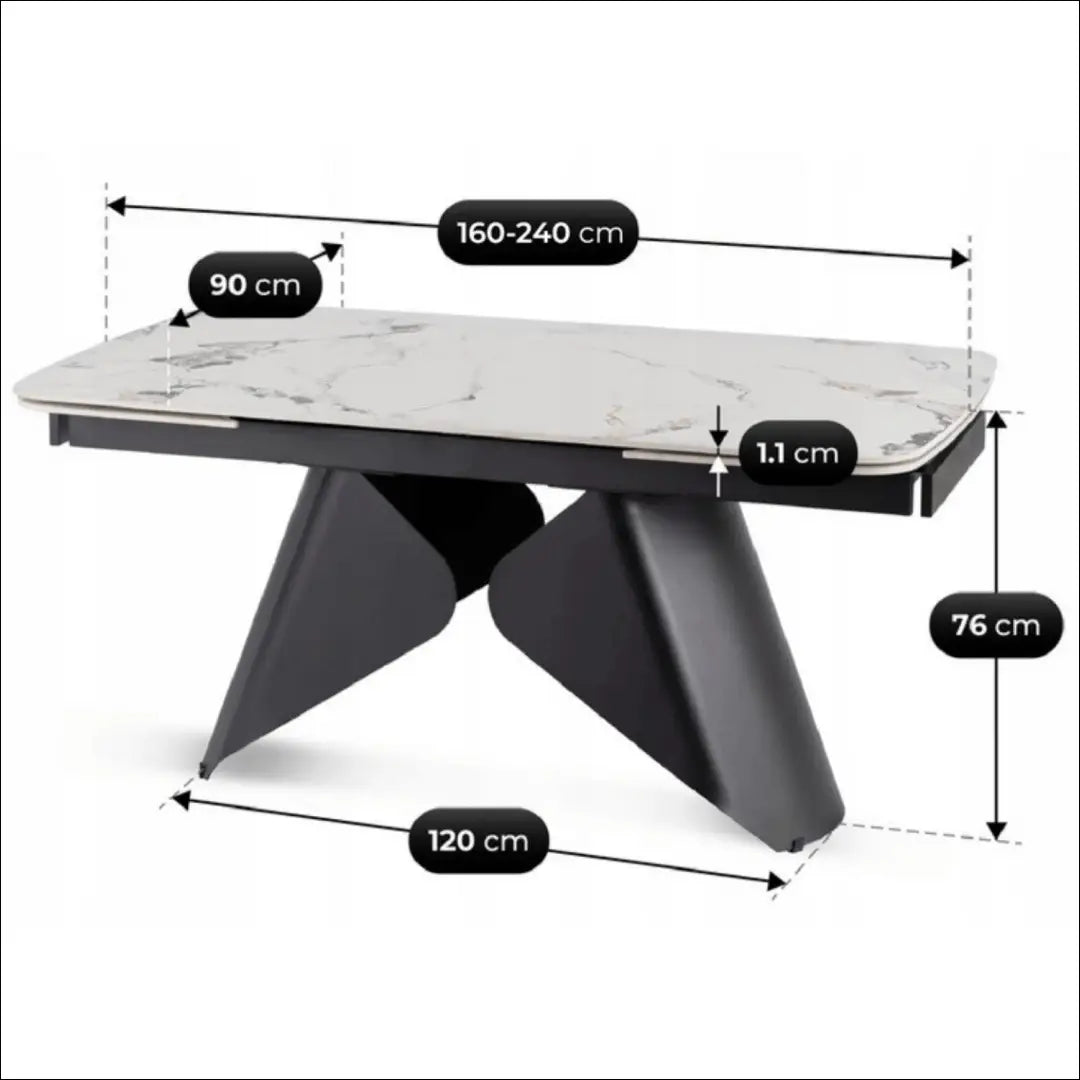 Prailginamas stalas su keraminiu stalviršiu juodos spalvos / baltos 160-240 cm TE983 - €525 Save 15%