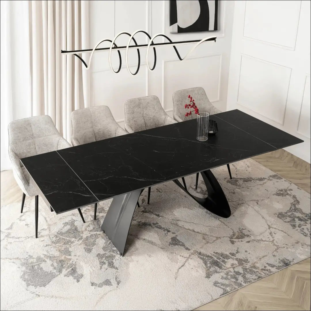Prailginamas stalas su keraminiu stalviršiu juodos spalvos / marmuro 160-220 cm TE1057 - €446 Save 15%