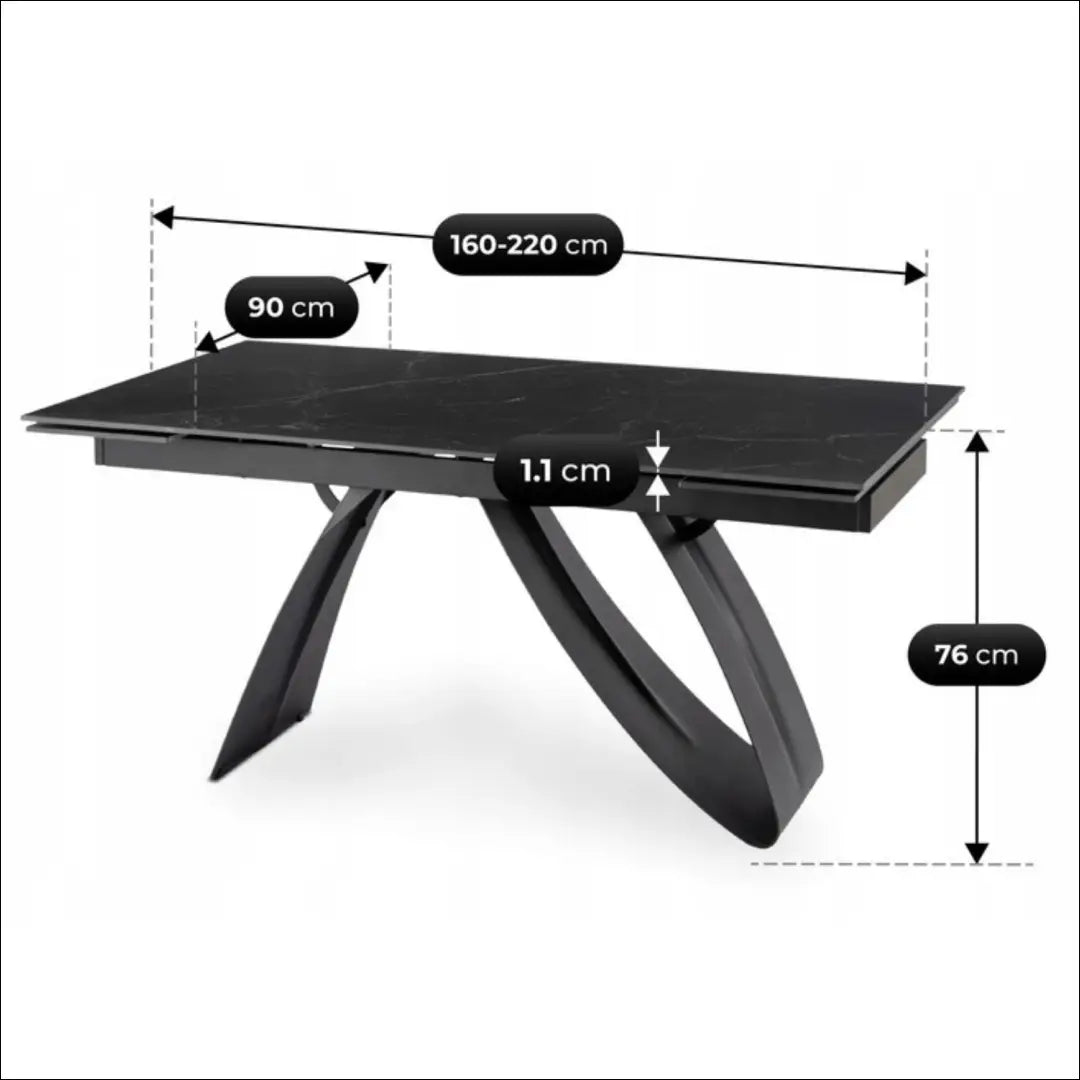 Prailginamas stalas su keraminiu stalviršiu juodos spalvos / marmuro 160-220 cm TE1057 - €446 Save 15%