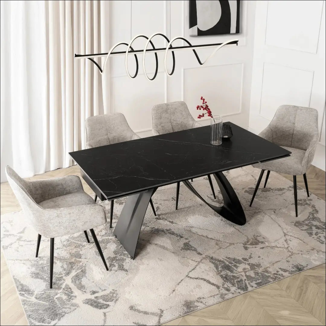 Prailginamas stalas su keraminiu stalviršiu juodos spalvos / marmuro 160-220 cm TE1057 - €446 Save 15%
