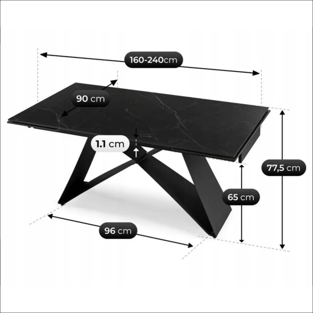 Prailginamas stalas su keraminiu stalviršiu juodos spalvos / marmuro 160-240 cm TE692 - €671 Save 15%