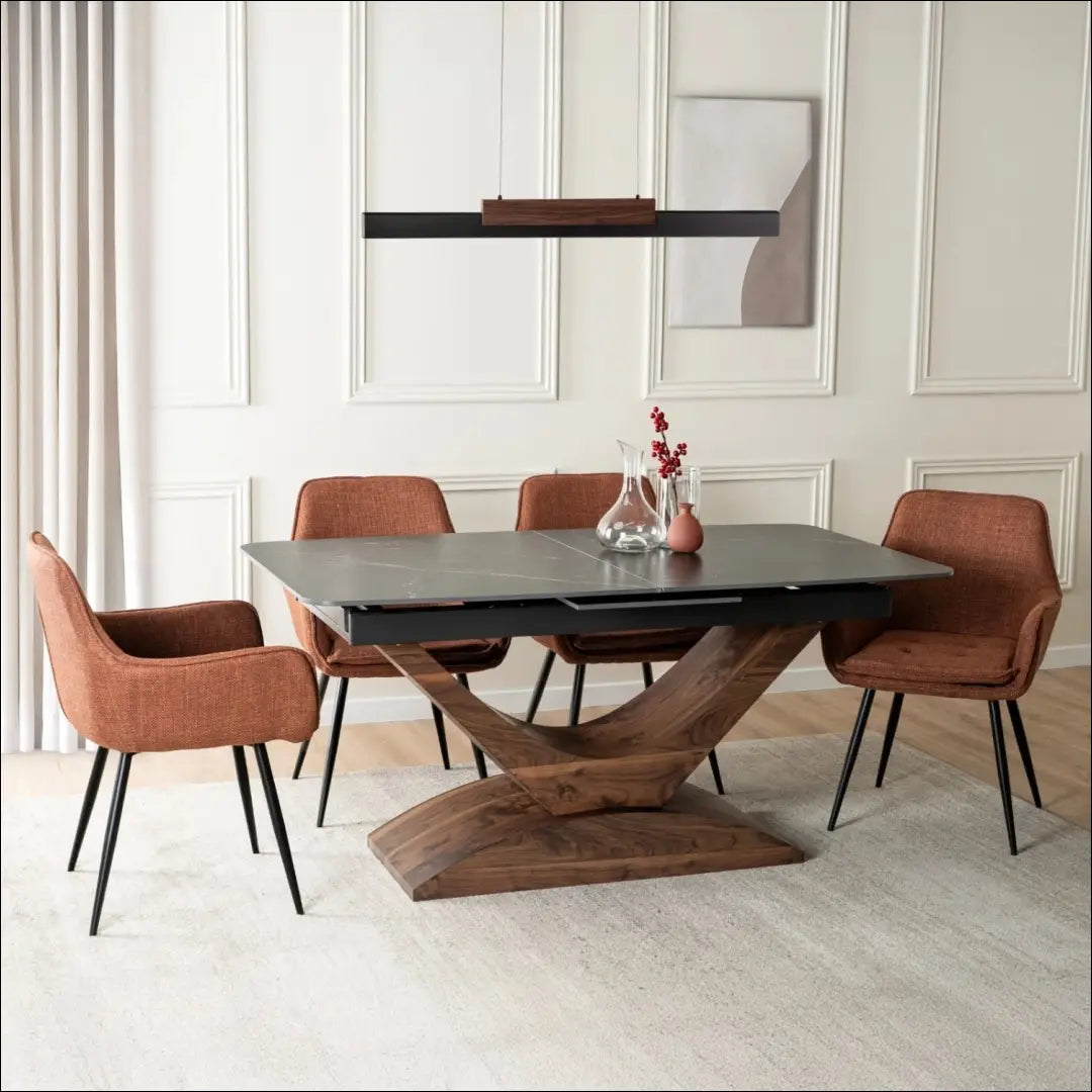 Prailginamas stalas su keraminiu stalviršiu juodos spalvos / riešuto 160-200 cm TE934 - €599 Save 20%