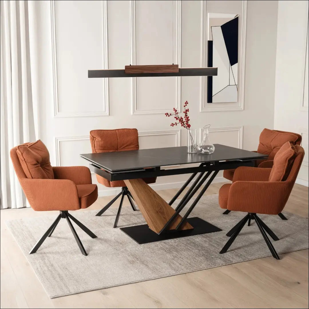 Prailginamas stalas su keraminiu stalviršiu juodos spalvos / riešuto 160-220 cm TE233 - €468 Save 15%