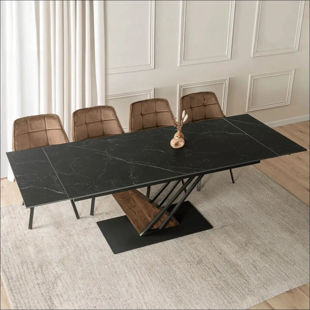 Prailginamas stalas su keraminiu stalviršiu juodos spalvos / riešuto 180-240 cm TE718 - €435 Save 15%