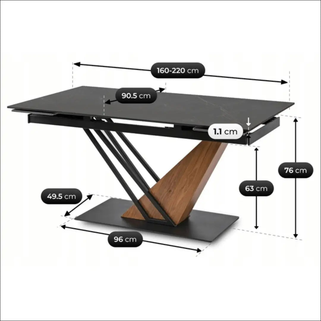 Prailginamas stalas su keraminiu stalviršiu juodos spalvos / riešuto 160-220 cm TE233 - €468 Save 15%