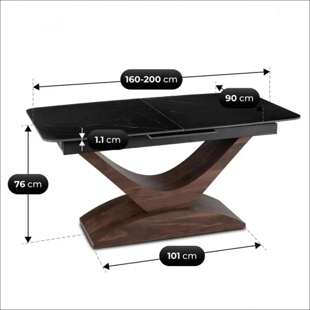 Prailginamas stalas su keraminiu stalviršiu juodos spalvos / riešuto 160-200 cm TE934 - €599 Save 20%