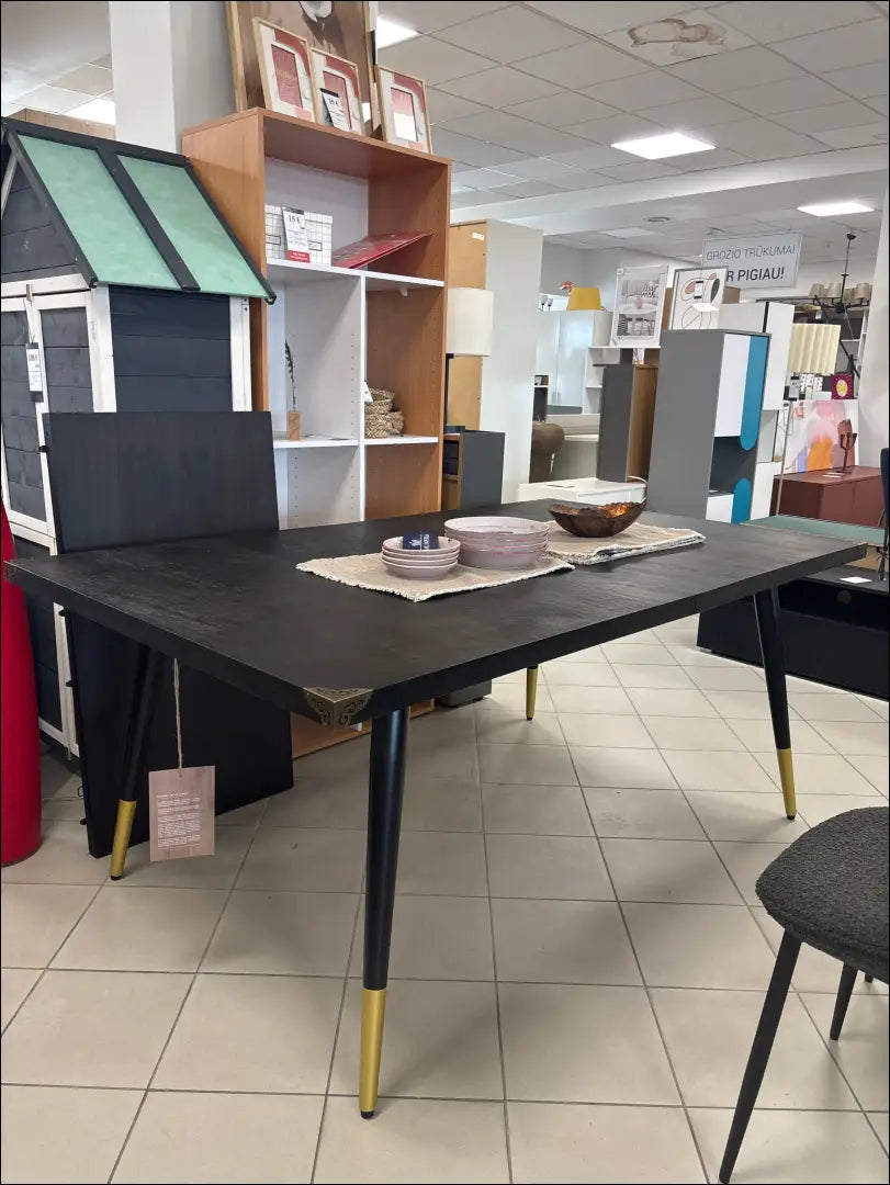 Prailginamas valgomojo stalas VI1023 - €436 Save 55% __label:Pristatymas 1-2 d.d., color-auksine, color-juoda,