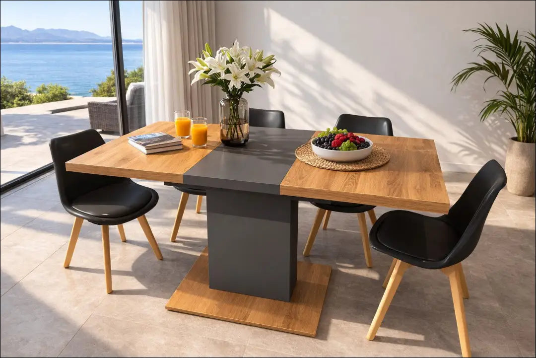 Prailginamas valgomojo stalas VI1488 - €99 Save 70% 50-100, __label:Pristatymas 1-2 d.d., color-pilka, color-ruda,