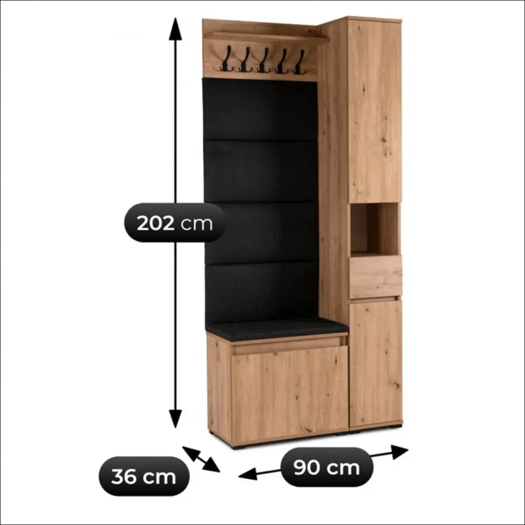 Prieškambario baldų komplektas iš medžio drožlių plokštės ąžuolo spalvos / grafito 90 cm TE1198 - €375 Save 15%
