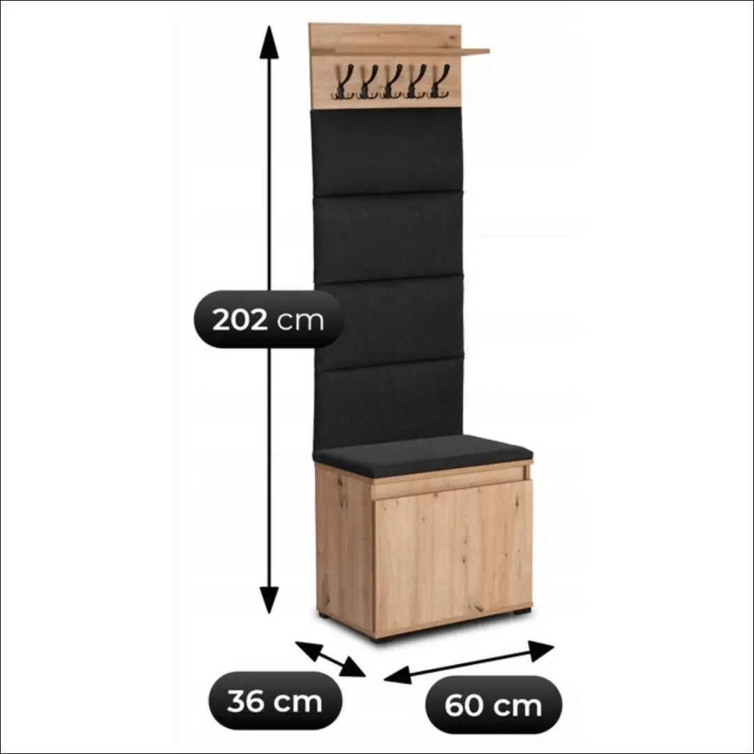 Prieškambario baldų komplektas iš medžio drožlių plokštės ąžuolo spalvos / grafito 60 cm TE1201 - €276 Save 15%