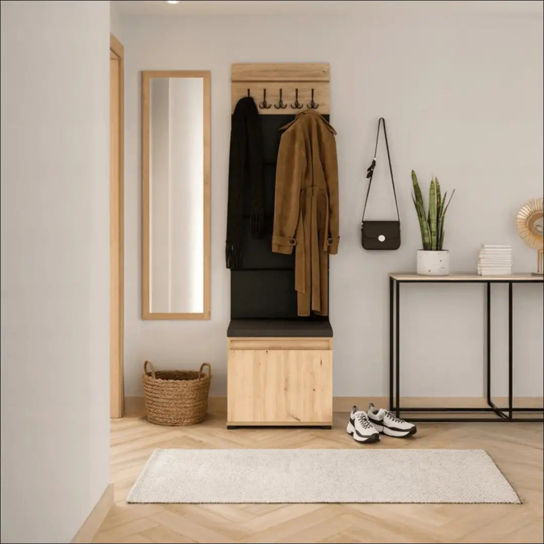 Prieškambario baldų komplektas iš medžio drožlių plokštės ąžuolo spalvos / grafito 60 cm TE1201 - €276 Save 15%