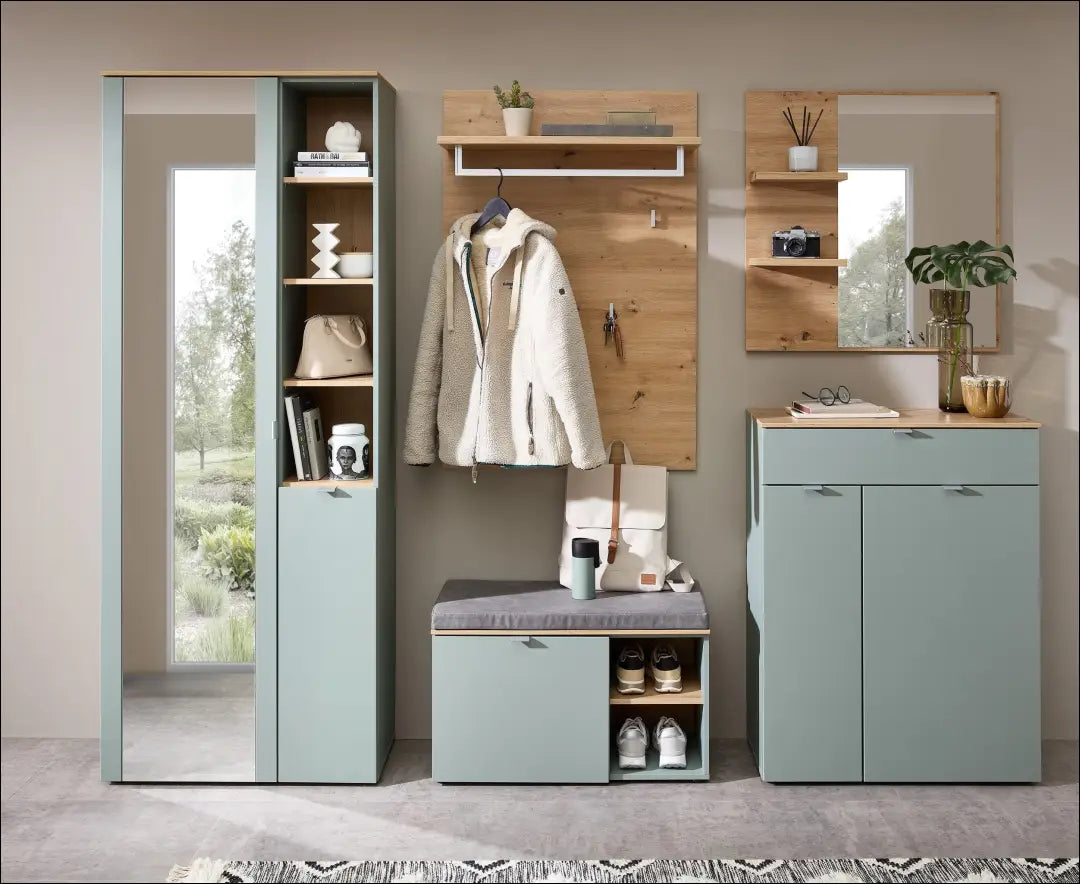 Prieškambario komplektas KI1678 - €595 Save 65% __label:Pristatymas 1-2 d.d., color-ruda, color-zalia, material-mdf,