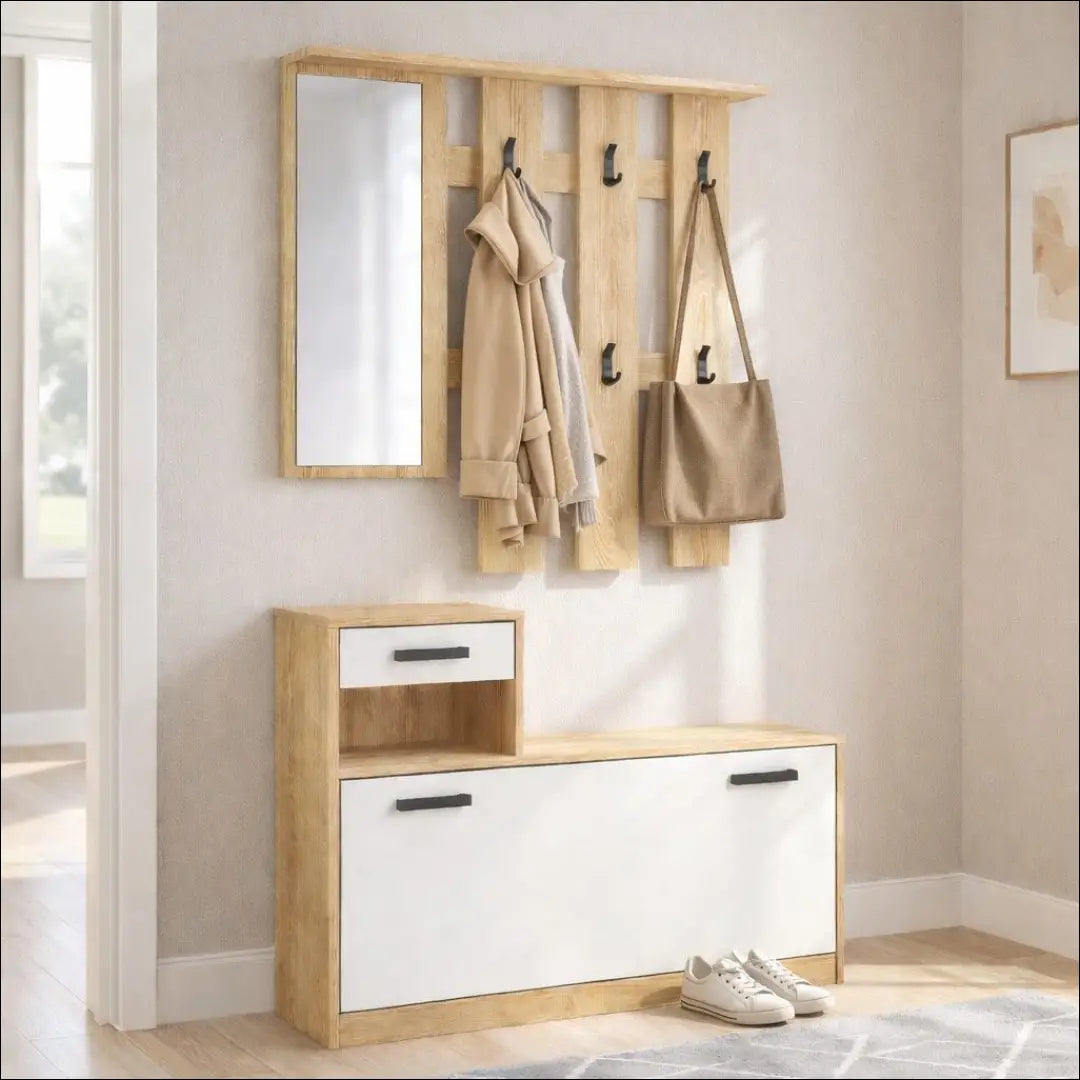 Prieškambario komplektas KI1809 - €110 Save 65% 100-200, __label:Pristatymas 1-2 d.d., color-balta, color-ruda,