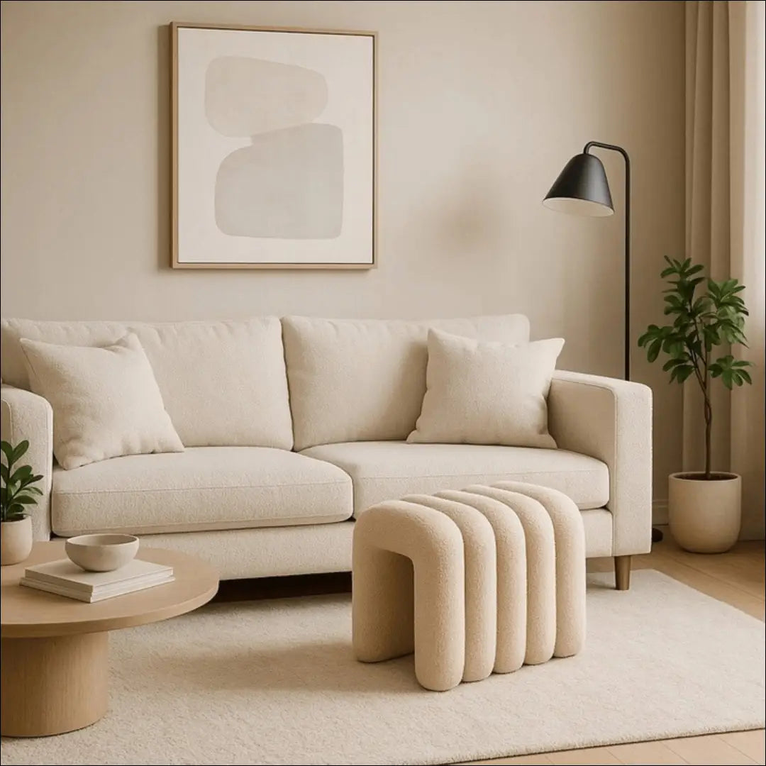 Pufas su veliūro audiniu smėlio spalvos / kreminės TE739 - €55 Save 15% 50-100, __label:Pristatymas 5-14 d.d., elite,