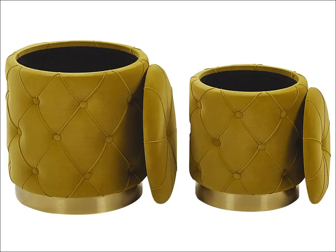 Pufų komplektas (2vnt) MI785 - €75 Save 50% 50-100, __label:Pristatymas 1-2 d.d., color-auksine, color-geltona,