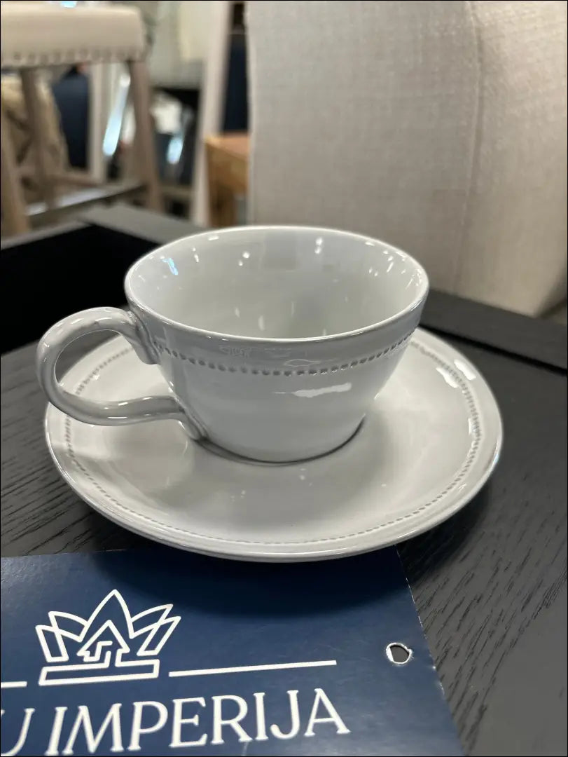 Puodelis su lėkštute DI6503 - €5 Save 65% __label:Pristatymas 1-2 d.d., color-pilka, indai, interjeras,