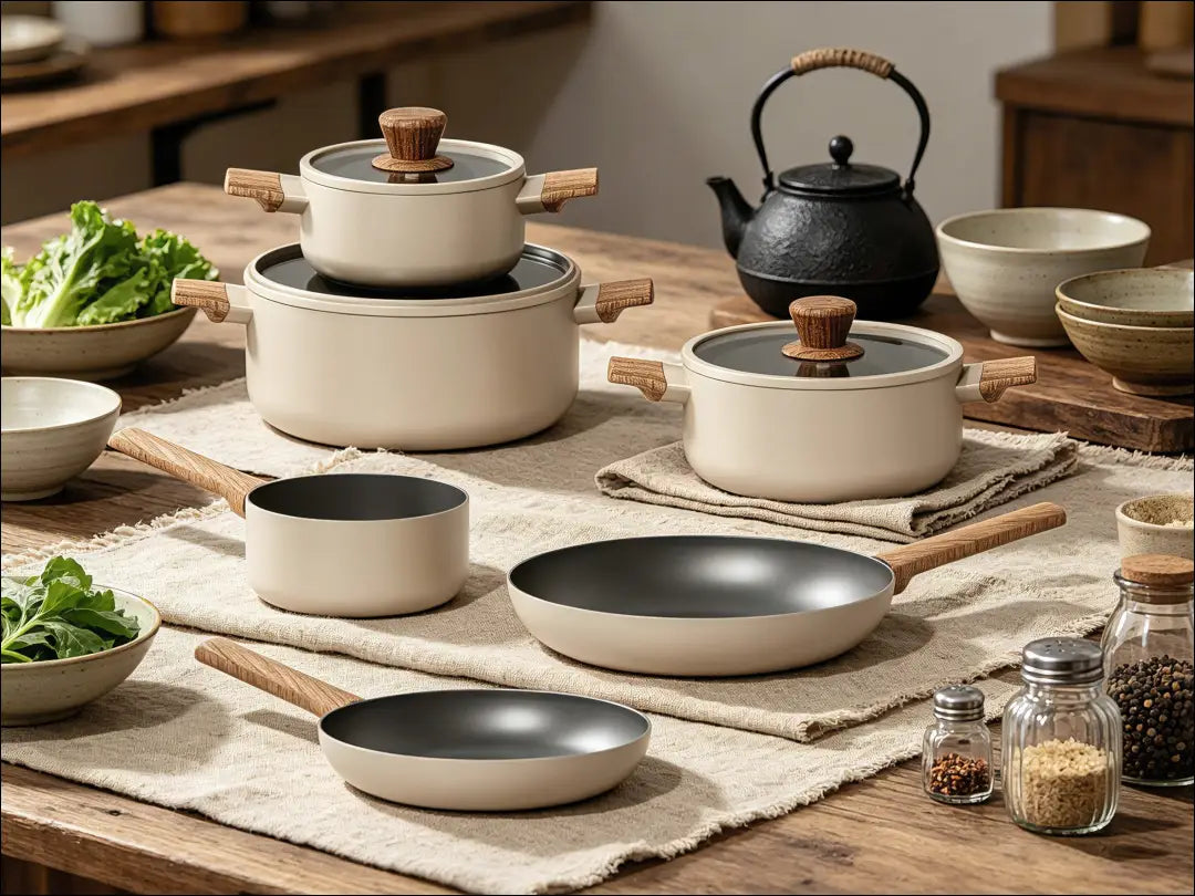 Puodų komplektas (9 dalys) DI12692 - €95 Save 50% 50-100, __label:Pristatymas 1-2 d.d., color-smelio, interjeras,