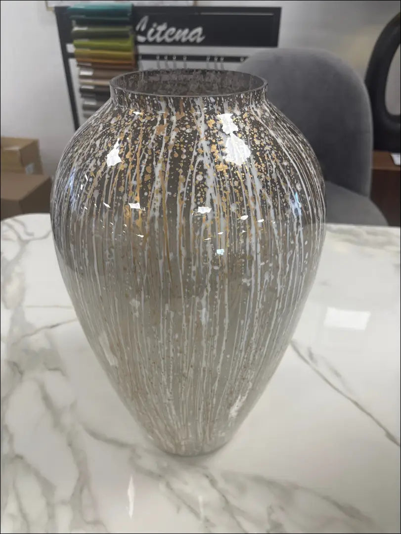 Rankų darbo vaza DI10216 - €84 Save 50% 50-100, __label:Pristatymas 1-2 d.d., color-auksine, color-balta, interjeras