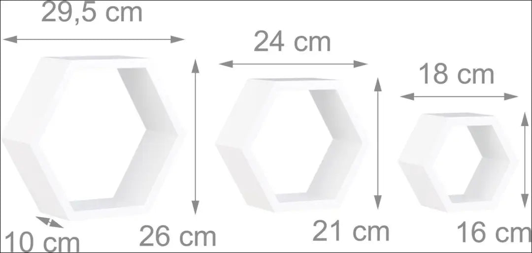 Šešiakampės sieninės lentynos rinkinys (3 vnt.) DA0157 - €18 Save 50% __label:Pristatymas 1-2 d.d., biuro-lentynos,
