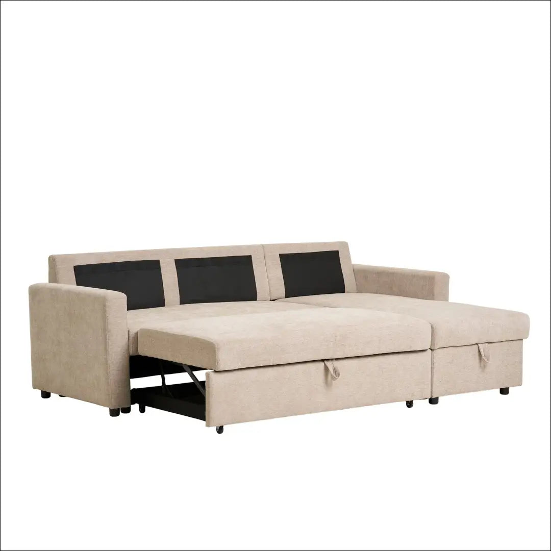 Šezlonginė sofa-lova su daiktadėže tamsiai smėlio spalvos natūralios kojelės RD230 - €941 Save 15% __label:Pristatymas