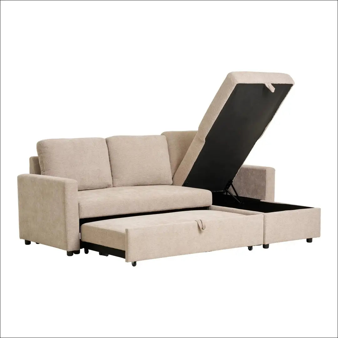 Šezlonginė sofa-lova su daiktadėže tamsiai smėlio spalvos natūralios kojelės RD230 - €941 Save 15% __label:Pristatymas