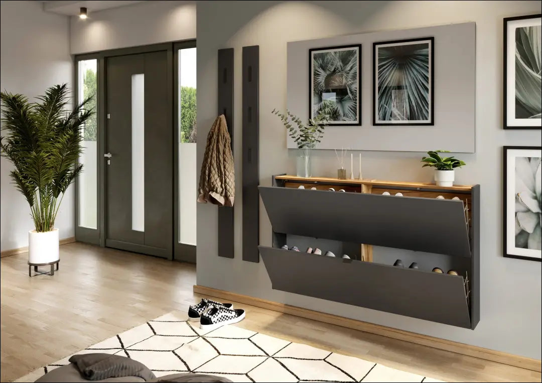 Sieninė batų spintelė KI1819 - €145 Save 50% 100-200, __label:Pristatymas 1-2 d.d., batu-lentyna, batu-spintele,