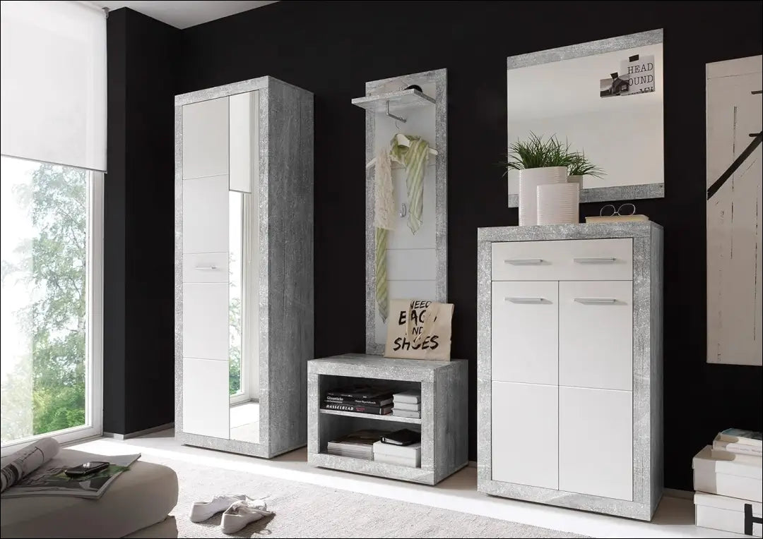 Sieninė kabykla KI1181 - €49 Save 50% 25-50, __label:Pristatymas 1-2 d.d., color-balta, color-pilka, drabuziu-kabykla