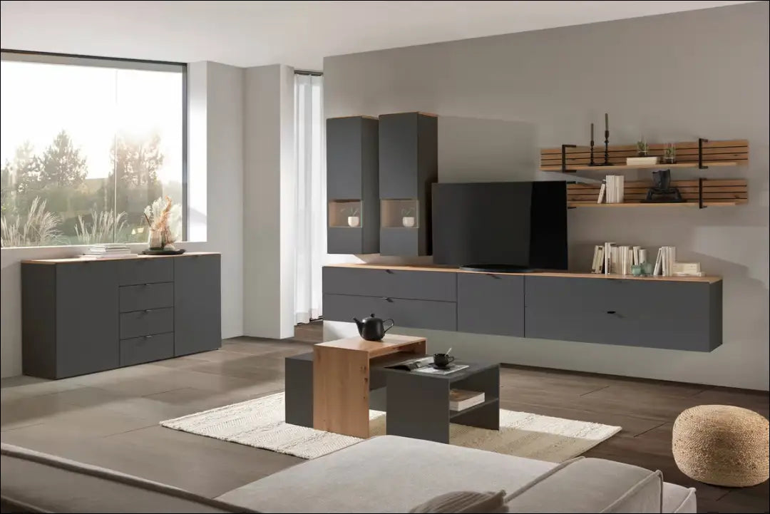 Sieninė spintelė/vitrina SI2144 - €115 Save 50% 100-200, __label:Pristatymas 1-2 d.d., color-pilka, color-ruda,