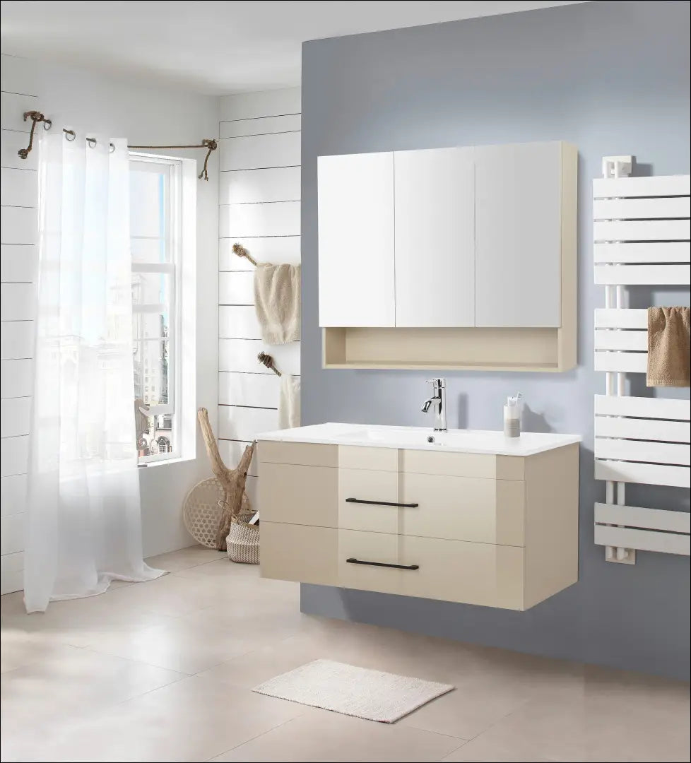 Sieninė veidrodinė vonios spintelė KI1804 - €120 Save 50% 100-200, __label:Pristatymas 1-2 d.d., color-smelio,
