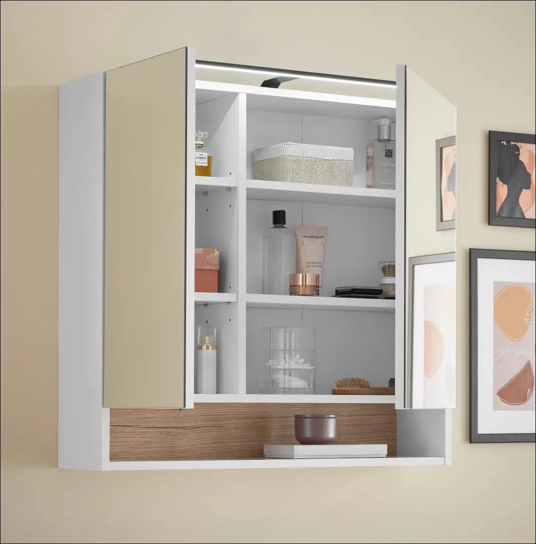 Sieninė vonios spintelė su apšvietimu KI1692 - €124 Save 50% 100-200, __label:Pristatymas 1-2 d.d., color-balta,